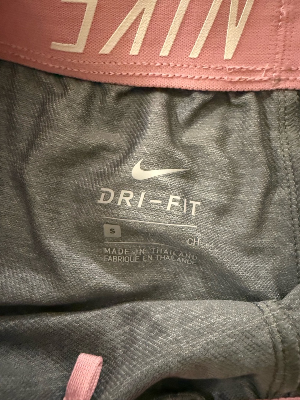 Nike Women’s Gray Athletic Shorts with Pink Swoosh - Picture 3 of 6